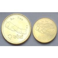 Непал 1 и 2 рупии 2020 г. Новый тип. Цена за пару