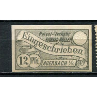Германия - Ауэрбах - Местные марки - 1887 - Герб и лента 12Pf - [Mi.114C] - 1 марка. MH.  (Лот 79CV)