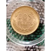 Мексика 2 песо 1945 золото