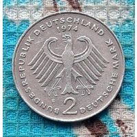 Германия 2 марки 1974 года, F. ФРГ. Новогодняя ликвидация!