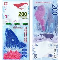 Аргентина 200 песо 2018 год  UNC    (Южный кит)