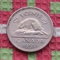Канада 5 центов 1990 года, UNC. Бобр. Елизавета II.