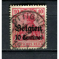 Немецкая оккупация Бельгии  - 1914/1918 - Надпечатка на марках рейха Belgien 10 Centimes на 10Pf - [Mi.3] - 1 марка. Гашеная.  (Лот 62ES)-T5P17