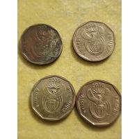 ЮАР 20 центов 1995, 1999, 2004, 2005, 2007, 2008, 2009, 2016 год