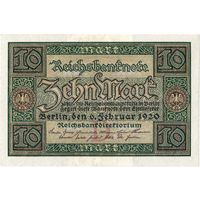 Германия, 10 марок, 1920 г. UNC