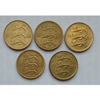 Эстония 10 сенти (центов) 1992, 1997, 1998, 2006 г. Цена за 1 шт.