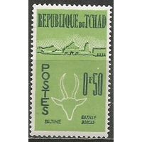 Республика Чад. 1-я Годовщина Независимости. Антилопа. Пейзаж. 1961г. Mi#69.