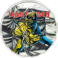 RARE Острова Кука 10 долларов 2023г. "Iron Maiden – Piece of Mind (Частица Разума)". Монета в капсуле; подарочной рамке - футрляре; сертификат; коробка. СЕРЕБРО 62,20гр.(2 oz).