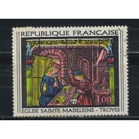 Франция 1967 Витраж из церкви Сен-Мадлен в Труа Св. Элигий в мастерской  #1598