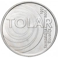Словения 100 толаров, 2001 10 лет Республике Словения и Толару UNC