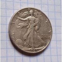 США, 1/2 доллара 1946 Walking Liberty Half Dollar серебро