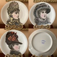 Тарелка коллекционная Французская мода Дама в шляпе Франция Paris цена за 3 Шт