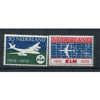Нидерланды - 1959г. - 40 лет авиакомпании KLM - полная серия, MNH [Mi 737-738] - 2 марки
