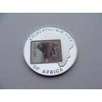 Уганда. 1000 шиллингов 2001 год  KM#81  "Большая пятёрка в цвете - Слон"