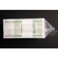 Брикет (10 корешков по 100 банкнот) 100 рублей образца 2000 г серия кБ, UNC