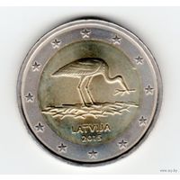 Латвия. Монета номиналом 2 евро 2015 года (Аист)