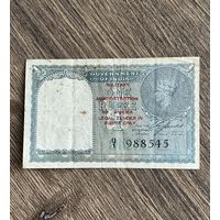 Индия Британская 1 рупия 1945 для Бирмы , черный серийный номер!!! Наиредчайшая.