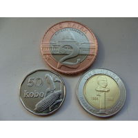 Нигерия. Набор 3 монеты 50-кobo 1-naira 2-naira 2006 год