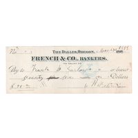 Чек Френч и компания на 76 долларов 31 марта 1893 года ,Даллес,Орегон с 5 рублей
