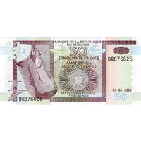 Бурунди, 50 франков, 2006 г., UNC