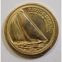 США 1 доллар 2022 Американские инновации Яхта Род-Айленд Двор D и Р 14-я монета в серии.