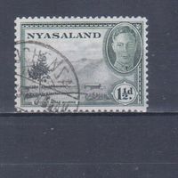[1559] Британские колонии. Ньясаленд 1945. Георг VI.Ландшафт.1,5d. Гашеная марка.