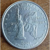США 25 центов (квотер) 2001 г. D. Нью-Йорк