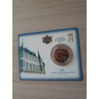 Монета Люксембург 2 евро 2012 100 лет со дня смерти Великого герцога Люксембургского Вильгельма IV BU БЛИСТЕР