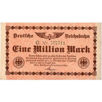 Германия, 1 млн. марок, ж/д, 1923 г.
