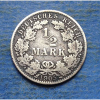 Германия 1/2 марки 1905 А