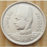 Египет. 2 пиастра 1939 года  KM#365  "Фарук I"  Тираж: 500.000 шт