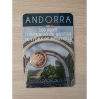 Монета Андорра 2 евро 2021 100 лет коронации Богоматери Меричельской БЛИСТЕР