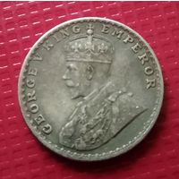 Британская Индия 1 рупия 1916 г, серебро. #PGS17