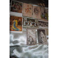 Сборная серия старинных открыток, по теме: "Танец" - моя коллекция до 1917 года - антикварная редкость - цена за всё, что на фото, по отдельности пока не продаю-!