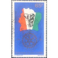 Кот-д 'Ивуар. 1980 год. Флаг Кот-д 'Ивуара и слон . 1 марка полная серия. Mi:CI 632. Почтовое гашение.