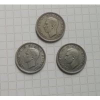 6 пенсов 3 монетй 1939,1941,1944гг.