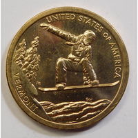 США 1 доллар 2022 Американские инновации Сноуборд Вермонт Двор D и Р 15-я монета в серии.