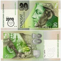 Словакия. 20 крон (образца 2000 года, P34, MILLENIUM, UNC)