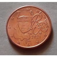 1 евроцент, Франция 2021 г., AU