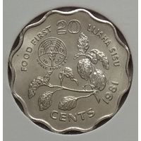 Свазиленд 20 центов 1981 г. ФАО. В холдере