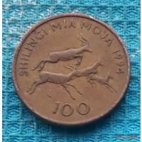 Танзания 100 шиллингов 1994 года. Восточная Африка. Стая антилоп.