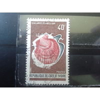 Кот-д*Ивуар 1971 Морская фауна, моллюск, концевая Михель-1,3 евро гаш