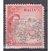 Елизавета II Известные личности Люди Мальта 1956 год Лот 2 с ИНТЕРЕСНЫМ ГАШЕНИЕМ