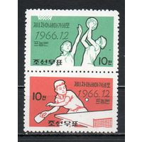 Спортивные игры ГАНЕФО КНДР 1966 год 2 марки в сцепке
