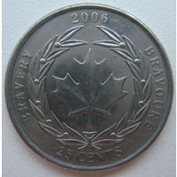 Канада 25 центов 2006 г. Медаль за храбрость