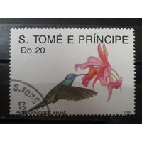 Сан-Томе и Принсипе 1989 Цветок и колибри Михель-2,5 евро гаш