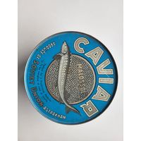 Банка жестяная от черной икры Caviar malossol produce of Soviet Union Astrakhan. СССР.