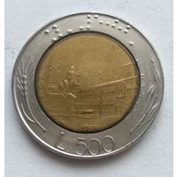 Италия ,500 лир 1988 год