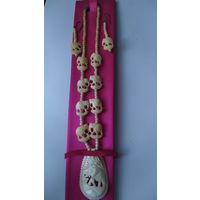 Ожерелье ручной работы и  сережки в наборе из кости, Антиквар СССР