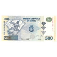 Конго 500 франков 2002 г. 1й выпуск, серия P (одна буква)